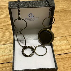 Kien-Stylish Bronze Statement Necklace – Modern Circle Link Design